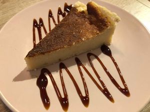Tarta de queso - baked cheese cake with caramel sauce at Chillin' Cafe in Madrid