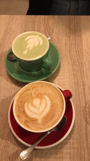 Matcha and oat milk latte at Chillin' Cafe in Madrid