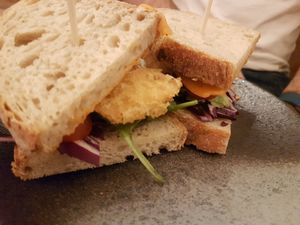 Soy cutlets sandwich at Chillin' Cafe in Madrid