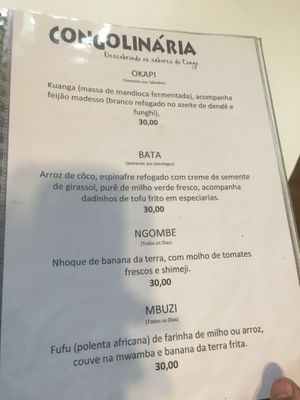 Cardapio pt2 at Congolinaria - Alfonso Bovero in Sao Paulo