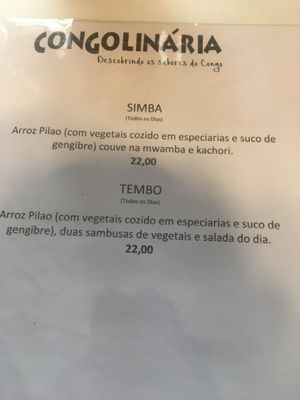 Cardapio pt3 at Congolinaria - Alfonso Bovero in Sao Paulo