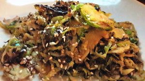 Sprouts, medjool dates, lime & sesame at Maray - Bold St in Liverpool