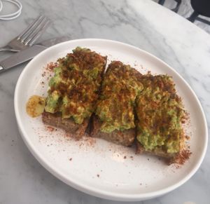 avocado on toasts ???❤️ at Love Juice Bar in Paris