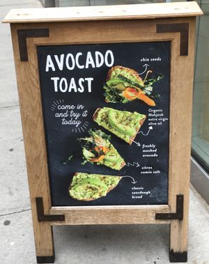 Sign in front at Le Pain Quotidien - Grand Central W in New York City