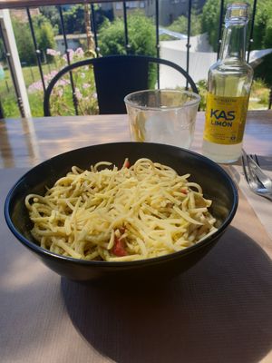 Spaghetti with Pesto at El Manglar in Oviedo