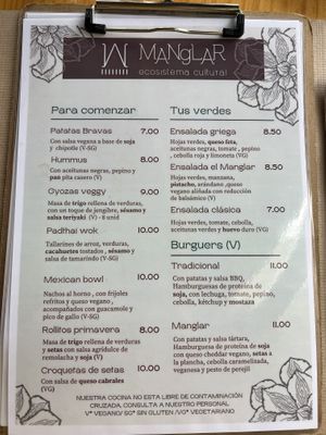 Menu  at El Manglar in Oviedo