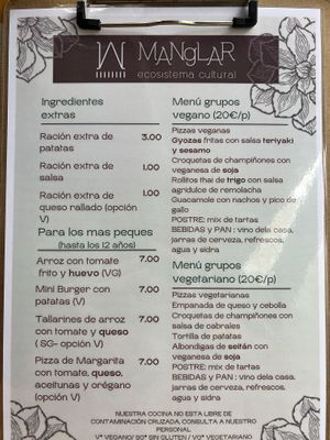 Menu  at El Manglar in Oviedo