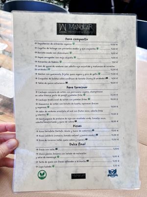 Menu at El Manglar in Oviedo