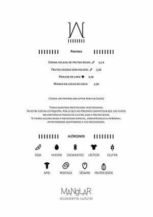Menú postres at El Manglar in Oviedo
