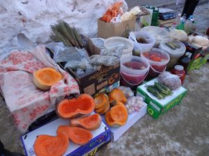 Tasty local products, home made food in Cahul at Street Market. Local people from villages are selling to city people all what they produce at home. at Street Market in Cahul