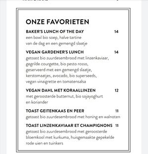 Menu at Le Pain Quotidien - Gent Korenmarkt in Ghent