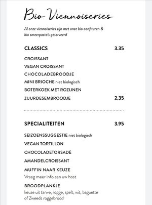 Menu at Le Pain Quotidien - Gent Korenmarkt in Ghent