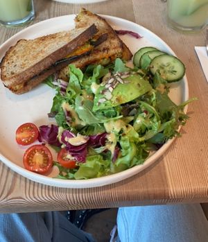Vegan toast and salad  at Le Pain Quotidien in Knokke-heist