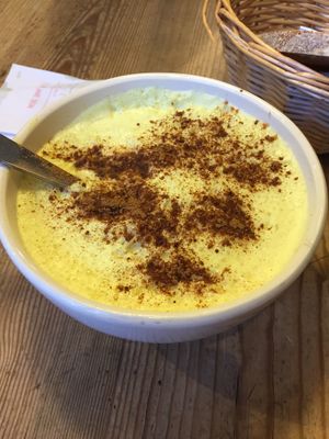 turmeric latte at Le Pain Quotidien in Mons