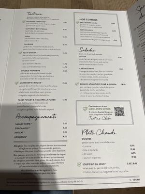 Menu  at Le Pain Quotidien in Namur