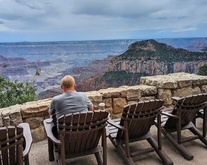 View from outside the dining room at Grand Canyon Lodge Dining Room in North Rim