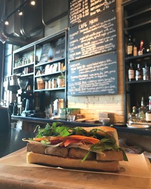 vegan banh mi at Frontier Cafe in Brunswick