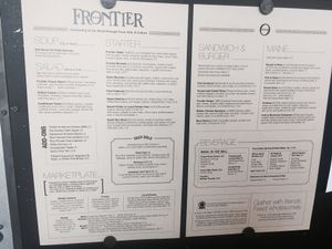 Menu at Frontier Cafe in Brunswick