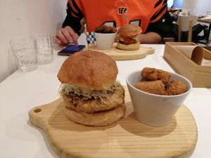 The burger is delicious and well served. I loved the nuggets too! at Fluunt KOFU in Kofu