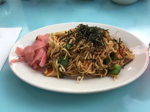 Vegan Yaki Soba with ginger at Lily's Maxim in Basel