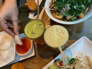 Juices and prawnless crackers  #Veganuary at Pho in Bristol