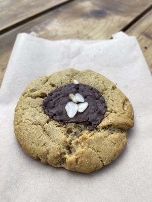 Vegan peanut butter chocolate cookie  at The Heart Cafe in Bragg Creek