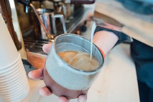 Non-dairy latte at The Heart Cafe in Bragg Creek