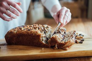 Vegan chocolate chip banana loaf at The Heart Cafe in Bragg Creek