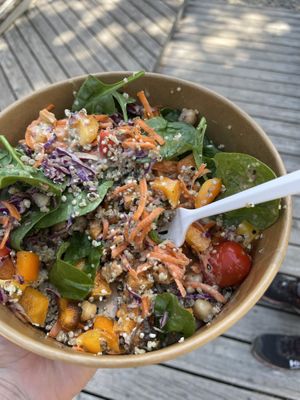 Glory bowl - delicious sauce!!  at The Heart Cafe in Bragg Creek