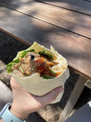 Mediterranean chickpea wrap  at The Heart Cafe in Bragg Creek