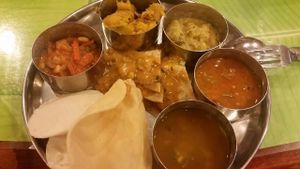 tandoori bread, idly and various dishes  at Annalakshmi Janatha in Central Singapore