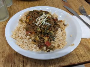 Green curry with lentils at Coconaranja in Buenos Aires