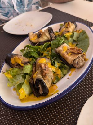 Aubergine rolls at Biocreperia RiscoCaido in Gran Canaria