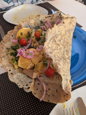 Crepe with Tofu and orange at Biocreperia RiscoCaido in Gran Canaria