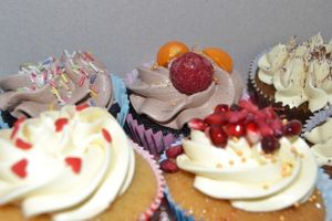 Vanilla, chocolate, and chocolate and raspberry. at Nebeské dortíčky in Brno