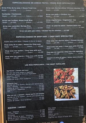 Menu at House of Ginger in Uvita