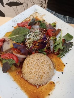 Salteado criollo at Vida Vegan Bistro in Cusco