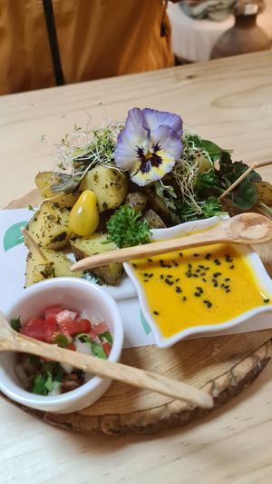 Andean potatoes (starter) at Vida Vegan Bistro in Cusco