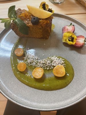 Vegan carrot cakee  at Vida Vegan Bistro in Cusco