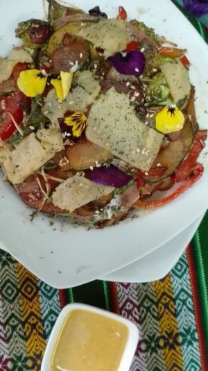 lasagna at Vida Vegan Bistro in Cusco