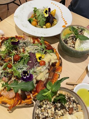 Salteado pizza & Quinoto  at Vida Vegan Bistro in Cusco