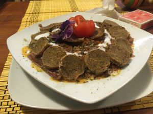 Lasagna bolonesa at Vida Vegan Bistro in Cusco