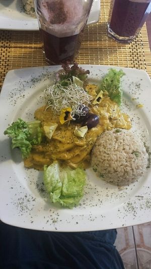 one of the delicious traditional peruvian dishes at Vida Vegan Bistro in Cusco