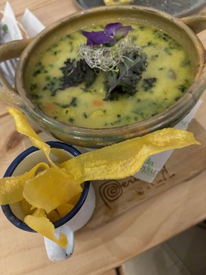 Sopa de quinoa   at Vida Vegan Bistro in Cusco