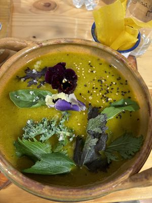 Sopa de vegetales   at Vida Vegan Bistro in Cusco