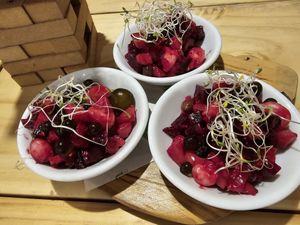 Welcome appetizer at Vida Vegan Bistro in Cusco