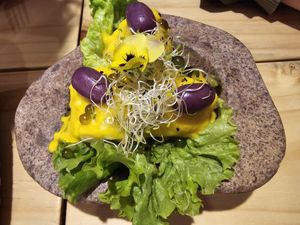 a la huancaína at Vida Vegan Bistro in Cusco