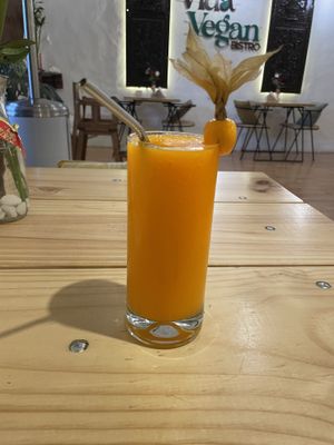 Papaya juice  at Vida Vegan Bistro in Cusco