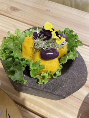 Papa a la huancaina    at Vida Vegan Bistro in Cusco