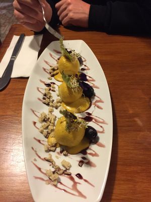 Papa a la huancaina  at Vida Vegan Bistro in Cusco